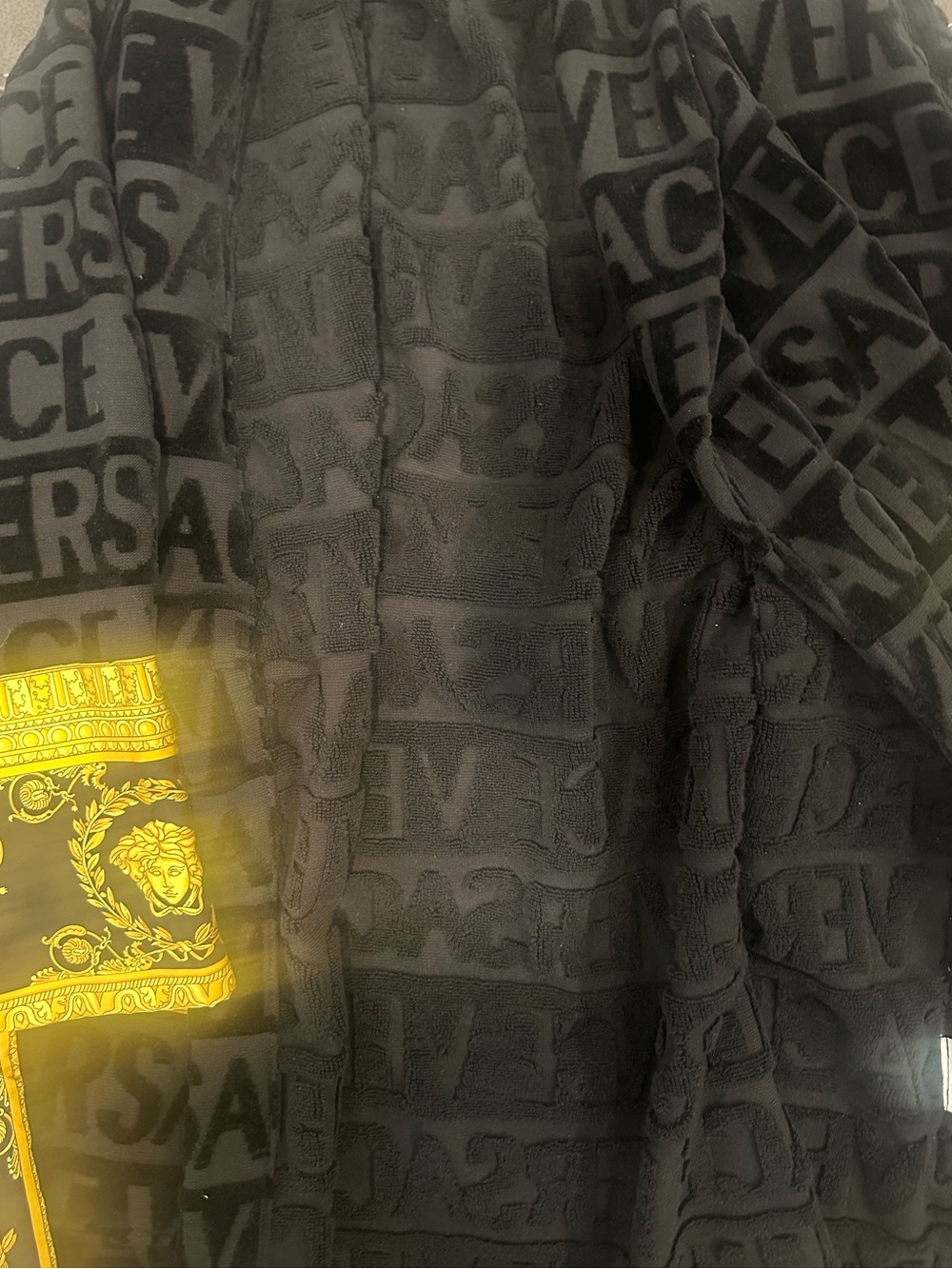 Versace Black and Gold Baroque Logo Kimono Robe - Picture 5 of 7